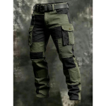 Meeste 100% puuvillased v&auml;rviplokkidega mitme taskuga v&auml;lir&otilde;ivad vabaaja sirged cargo pikad p&uuml;ksid 5XL black