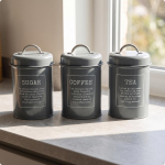 3-osaline k&ouml;&ouml;gikonteinerite komplekt &Otilde;hukindel hoiustamine T&ouml;&ouml;pinna metallkonteinerid kaantega Gray 3-piece SET