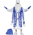 T&auml;iskasvanute Vene J&otilde;uluvana Kost&uuml;&uuml;mi Komplekt J&otilde;ulum&uuml;ts Mantel Kindad Habe Ja Kotiga J&otilde;ulude Cosplay R&otilde;ivastus Meestele One Size sinine