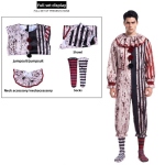 Terrifier Halloweeni klounikost&uuml;&uuml;m satiinist materjaliga Cosplay ja fantaasiateemaliste &uuml;rituste jaoks Boy,XXXL