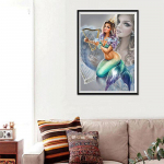 &Uuml;mmargune puur Rhinestone ristpistes teemant 5D DIY Teemantmaal Tikand J&otilde;ulu merineitsi 20X30CM