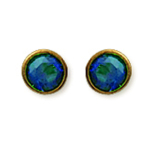 Les Tr&eacute;sors De Lily [K3793] - Boucles Plaqu&eacute; Or 'Unique' turquoise dor&eacute; - 4x3 mm t&uuml;rkiissinine