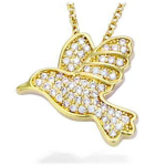 Les Tr&eacute;sors De Lily [L7056] - kullatud kaelakee  Hummingbird  valge kuld - 15x15 mm kuld