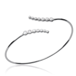 Les Tr&eacute;sors De Lily [N7309] - Bracelet argent ouvert 'Sissi' blanc (rhodi&eacute;) valge