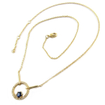 Les Tr&eacute;sors De Lily [Q1088] - Collier Plaqu&eacute;-Or 'Sissi' bleu blanc dor&eacute; - 13x13 mm kuld