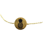 7bis [Q6061] - Bracelet artisanal 'Ananas' dor&eacute; -  12x12 mm kuld