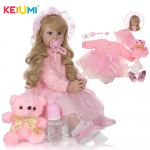 Uus disain KEIUMI Elegant Reborn Baby Girl Nukud 24'' 60 cm Printsess Pehme Vin&uuml;&uuml;l Baby Reborn Pika kullaga lokkis j&otilde;ulukingid 60 cm