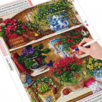 5D Teemantmaal Lill t&auml;isruudukujuline puur Teemantmosaiigist maastik ristpistes 20X30CM