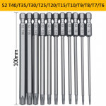 11 tk 12 tk turvaotsiku komplekt Tamper-proof kruvikeeraja puuriots kruvikeeraja otsikud Torx lamepea 1/4 kuuskantpead 11pcs 100mm