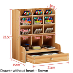 3 t&uuml;&uuml;pi suure mahutavusega puidust kirjatarvete konteiner kirjutuslaud hoiukarp Kontor pliiatsihoidja pliiatsikarp De Drawer without heart pruun