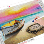 5D teemantmaali mere&auml;&auml;rne kivikivikomplekt n&auml;put&ouml;&ouml; teemanttikandite m&uuml;&uuml;k maastiku mosaiik p&auml;ikeseloojangu sisekujundus koduks Full Round (20X30CM)