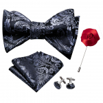 Lahe meeste iseseisev kikilips Hanky ​​mansetin&ouml;&ouml;bid Boutonniere punane must valge siidist liblikas lips kikilips pulma tutvumine LH-1027