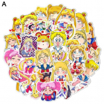 Kleebised Anime Naruto 50 tk Graffiti Sailor Moon Printing Lihtne peale kanda Veekindel koomik DIY Kleebised Pagasikaunistus p&auml;eviku jaoks A