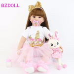 BZDOLL 60 cm pehmest silikoonist Baby Reborn mudilase nukk, pehme vin&uuml;&uuml;list printsessi t&uuml;druku Bonecas vannim&auml;nguasi s&uuml;nnip&auml;evaks kingituseks 60cm Doll, Brown eyes