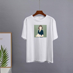 Hirsionsan Kawaii tr&uuml;kitud T-s&auml;rk naiste suvine elegantne p&otilde;hi lahtised riided Esteetilised Harajuku graafilised t-s&auml;rgid Naiste vabaaja puuvillane top M valge
