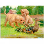 3D-teemanttikandid ristpistega &uuml;mmarguse kivikivi maalimine kahe kutsikaga Full Round 20x25CM