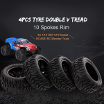 4 tk 1/10 maastikurehvi Double V mustriga, 10 kodaraga velg 1/10 HSP HPI Redcat RC4WD RC jaoks must