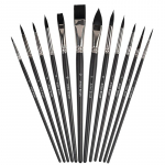 Kunstniku pintslite komplekt, 12 kunstipintslit akvarell-akr&uuml;&uuml;l-gua&scaron;&scaron;l&otilde;uendi &otilde;li- ja temperamaalingute jaoks &otilde;pilastele algajatele