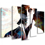 Viieosalise pildiga l&otilde;uendiprint Audrey Hepburn 100x70 valge/must