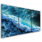 Kolmeosalise pildiga l&otilde;uenditr&uuml;kk Waves Sea Ocean Blue 60x40 sinine