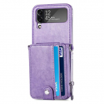 Samsung Z Flip4 nahast rahakoti kokkupandav &uuml;mbris Samsung Galaxy Z Flip4 Flip 3 Flip3 Flip 4 kukkumisvastase telefoni Coque jaoks for Samsung Z Flip 3 lilla
