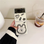 Korea 3D Cartoon Grip Tok Samsung Galaxy Z Flip 3 &uuml;mbris koos klambriga Samsung Z Flip 4 Flip4 l&auml;bipaistev kaitsekate Samsung Z Flip 3