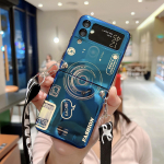 Retro Blue Ray kaamera telefoni&uuml;mbris Samsung Galaxy Z Flip 3 Z kokkuklapitav 5G S22 S21 Ultra S20 pluss A12 A22 A32 A52 kokkupandav &otilde;larihma silikoonkate Samsung S22 sinine