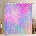 Vikerkaarekardinaga lipsuga v&auml;rvi pimendavad kardinad t&uuml;drukutele Magamistuba Twinkling Stars Elutuba Kodukaunistus vasakule ja paremale poolavatud W53.5 X H114cm X 2