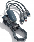 Essager 6A 66W 3-&uuml;hes USB-t&uuml;&uuml;pi C-kaabel Mikro-USB-juhe iPhone'i 14 13 Pro Max jaoks Samsung Xiaomi Huawei POCO mobiiltelefoni andmesidekaabel 1.2m must