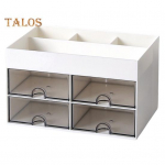 Kahekihiline lauaarvuti hoiukast sahtlitega Mitme kambriga kosmeetikatoodete kirjatarvete karp kodukontori jaoks valge