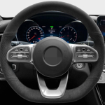 Libisemisvastane Must Suede Punutud Auto Rooli Kate Mercedes-Benz S-Class W222 GLC A-Class W177 C-Class W205 E-Class jaoks Style 1 gray