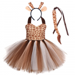 V&auml;ikelaste beebit&uuml;drukute loomade s&uuml;nnip&auml;evapidu Tutu kleit lastele metsateemaline kaelkirjak lehm tiiger-sebra leopardimustriline cosplay kost&uuml;&uuml;m Giraffe Print Dress-12M&Animal Cosplay