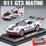 1:32 Scale 911 GT3 RSR v&otilde;idus&otilde;idusulamist mudelauto, metallist simulatsiooniheli ja kerge survevalatud m&auml;nguauto kingitus lastele l&otilde;busad m&auml;nguasjad 1/32-16.3x7.5x4.6cm sinine/punane