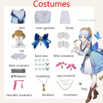 Genshin Impact COS Kamisato Ayaka Skin Huashi Letter Seelik Cosplay t&uuml;druku printsessi anime kost&uuml;&uuml;m XS sinine