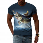 Kalastusmuster 3D-printimine T-s&auml;rk Suvine Meeste T&auml;nav lahedad &uuml;mara kaelaga riided vabaaja ilusad hip-hop l&uuml;hikeste varrukatega topid 3XL