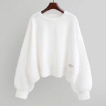 Naiste &uuml;mara kaelusega dressipluus Moodne &uuml;hev&auml;rviline pikkade varrukatega vabaaja l&uuml;hike, avar pullover M valge