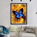 5D DIY teemantmaaling Sinine liblikas ristpistes komplekt Mosaiik Teemanttikandid Roos T&auml;is&uuml;mmargune/ruudukujuline puur Kodukaunistus Round 30x40cm