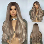 EASIHAIR Platinum Blonde Ombre s&uuml;nteetilised parukad Long Water Wave Middle Part Natural Hair Parukas naistele Cosplay kuumakindlad parukad
