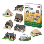Paper Lock Asian House 3D Kolmem&otilde;&otilde;tmeline Pusle Korea 3D Puzzle beige