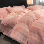 Winter Milk Velvet neljaosaline komplekt Rabbit Plush paksendatud korallsametist linad ja tekikatted flanellist voodipesu 1.2m three-piece set