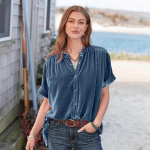 Moodne sametine vaba vabaaja pluus Naiste topid, t&auml;iskaelusega l&uuml;hikeste varrukatega s&auml;rk, naiste suvine elegantne kontori daam Blusas 30480 S sinine