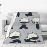 Gojo Anime flanell tekk kvaliteet soe pehme naljakas multikas tekk talvepikniku diivanvoodi Uudne voodikate 30*40in