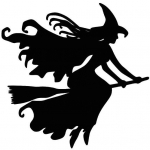 Witch on Broomsticck S&otilde;iduki helkur Halloweeni autokleebiste kleebiste kaunistus must