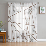 Valge marmori tekstuuriga roosa kolmnurga t&uuml;ll l&auml;bipaistev aknakardinad elutuppa k&ouml;&ouml;ki lapsed magamistuppa Voile rippuvad kardinad W135 x H114cm
