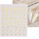 Pronkskuldne h&otilde;bet&auml;ht Kuu P&auml;ikese k&uuml;&uuml;nekunsti kleebis 3D Laser-okultse semiootika mustriga kleebis isekleepuvad liugurpoleerimiskleebised 1 pc kuld