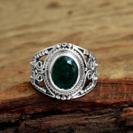 Sakota Mine Smaragd S&otilde;rmus K&auml;sitsi valmistatud 925 Sterling H&otilde;bedast ehe t&auml;iss&otilde;rmus 8 roheline