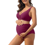 CHARMLEAKS K&otilde;rge v&ouml;&ouml;kohaga rasedate ujumistrikoode bikiinikomplekt V kaelaga rasedate ujumiskost&uuml;&uuml;mid Push Up kaheosalised ujumisriided L