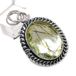 Natural Golden Rutile Gemstone Handmade 925 Sterling Silver Pendant 1.89 y3l20
