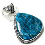 Natural Neon Blue Apatite Gemstone 925 Sterling Silver Pendant 2.29 b7s45