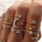 9 tk/komplekt S&otilde;rmuste komplekt Love Butterfly Star ja Kuu komplekt Teemants&otilde;rmused naistele